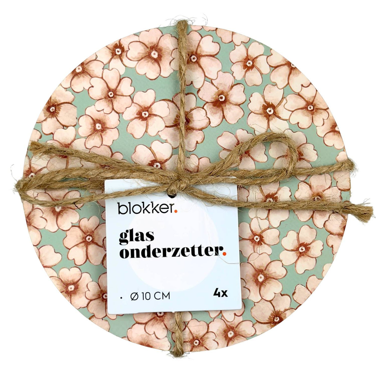 Blokker - Onderzetter kurk 'bloesem'- 4 stuks - Ø10cm