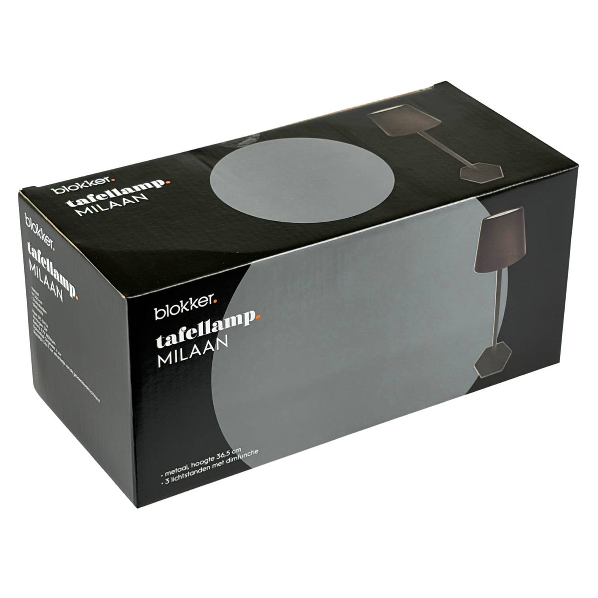 Blokker tafellamp Milaan - 36,5cm - 3 lichtstanden met dimfunctie - zwart
