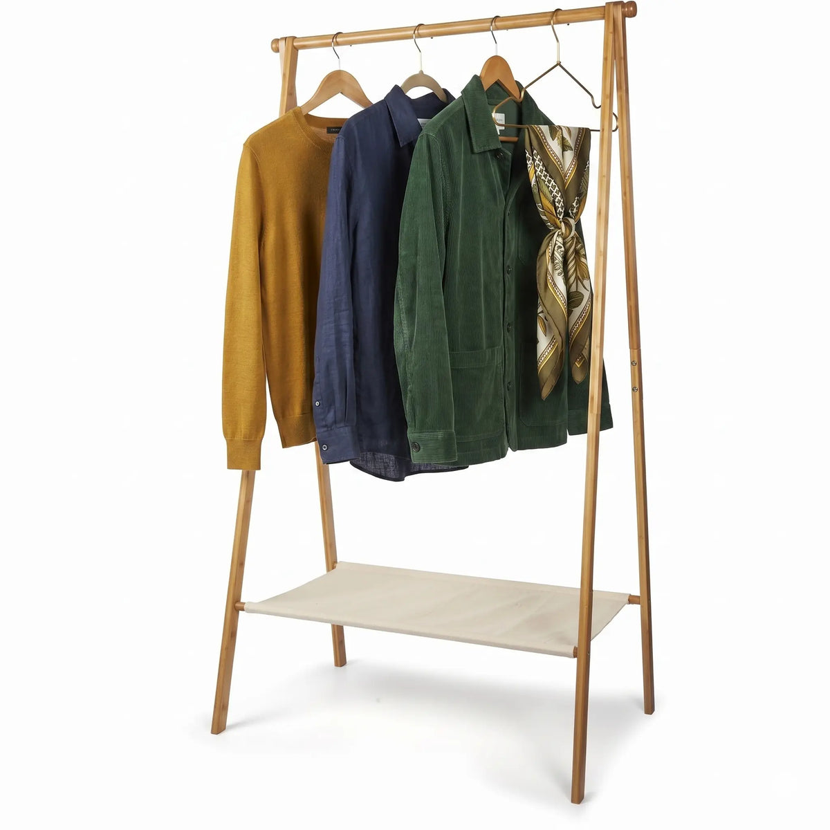 Bambus-Kleiderständer – 57,4x86,4x155,4cm – Bambus/Baumwolle