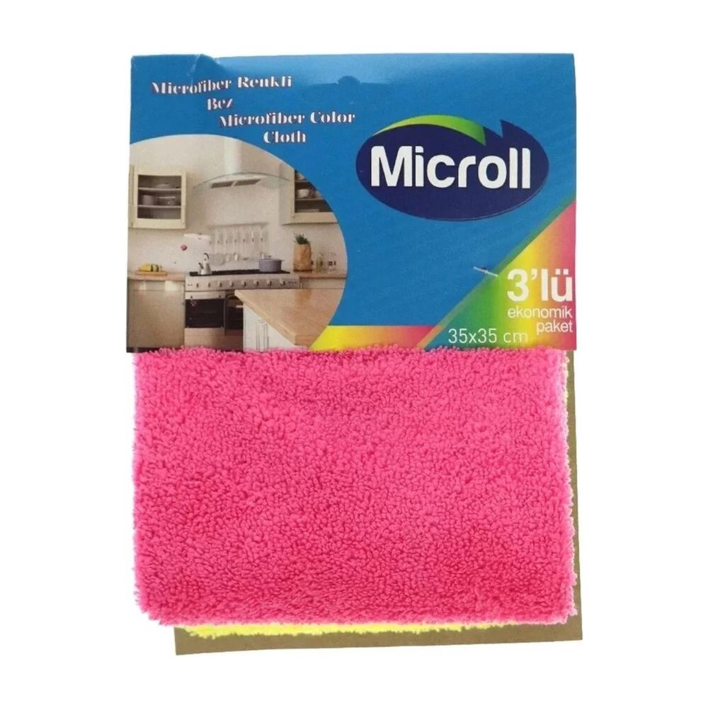Microll - Microfibre cleaning wipes, pack of 3 35x35 cm