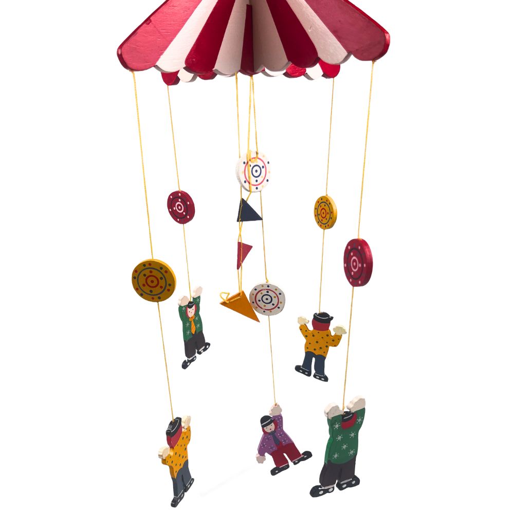 Wooden Baby Mobile – Circus / Acrobats with Umbrellas – 24 cm