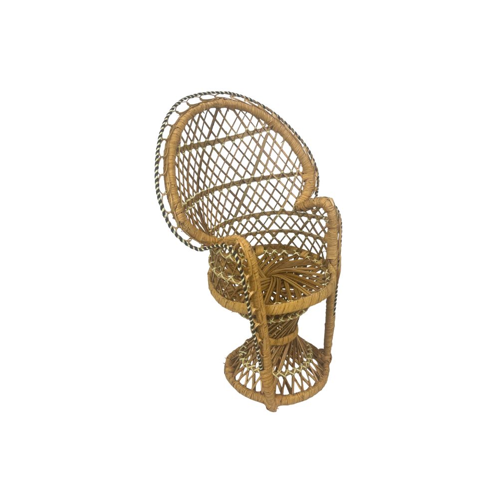 Rattan Retro Peacock Playdoll Chair – 14 x 14 x 30 cm