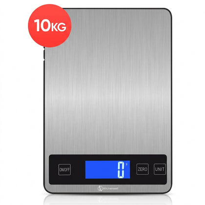 Kitchenwell - Keukenweegschaal max. 10 kg, 1 g, aluminium - zwart