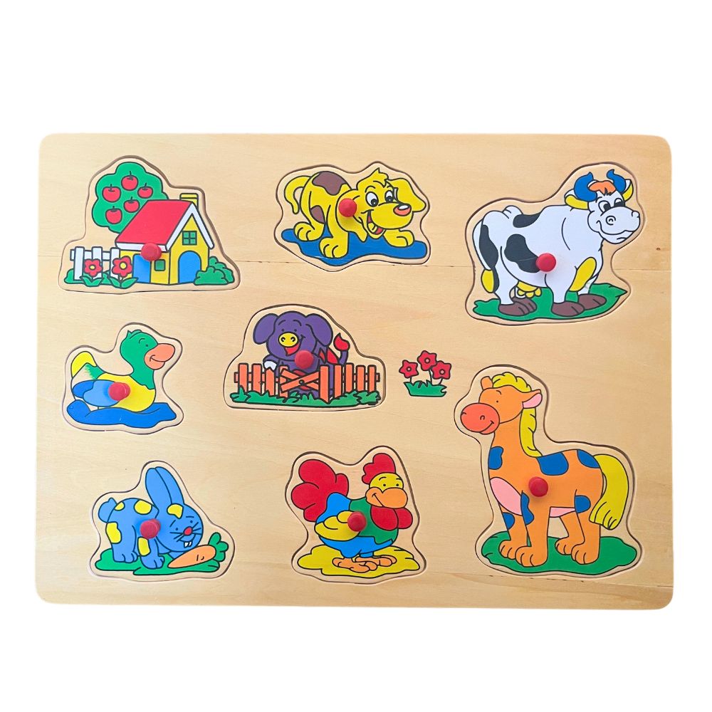 Charl's – Holzpuzzle „Bauernhof“ mit Stiften – 30 x 22 cm
