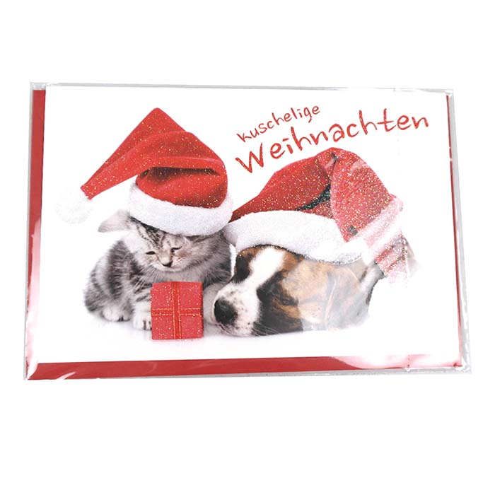 Christmas card – 11,50×17,50 cm – cat/dog