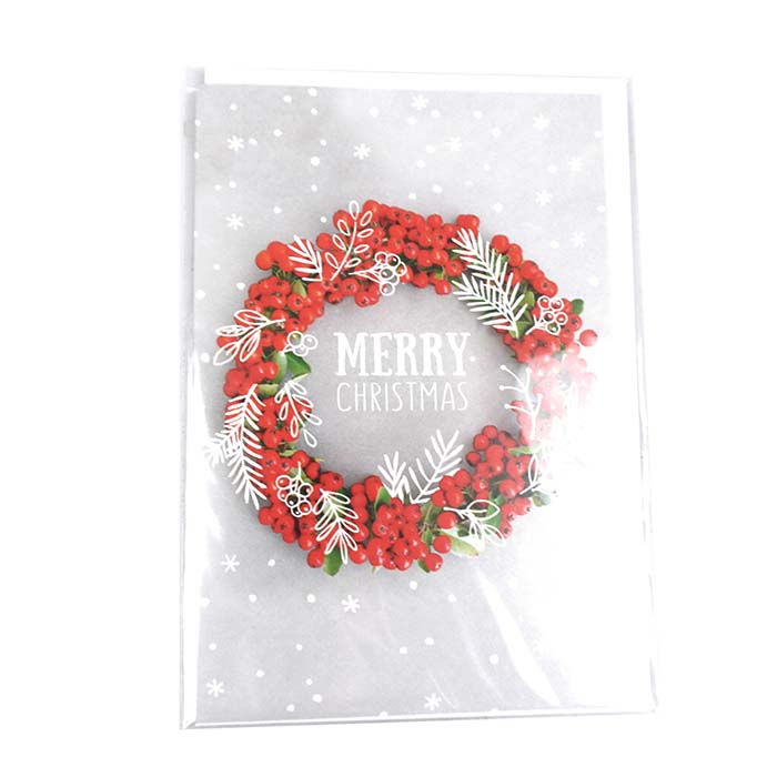 Christmas card - 11,50x17,50 cm - berries garland