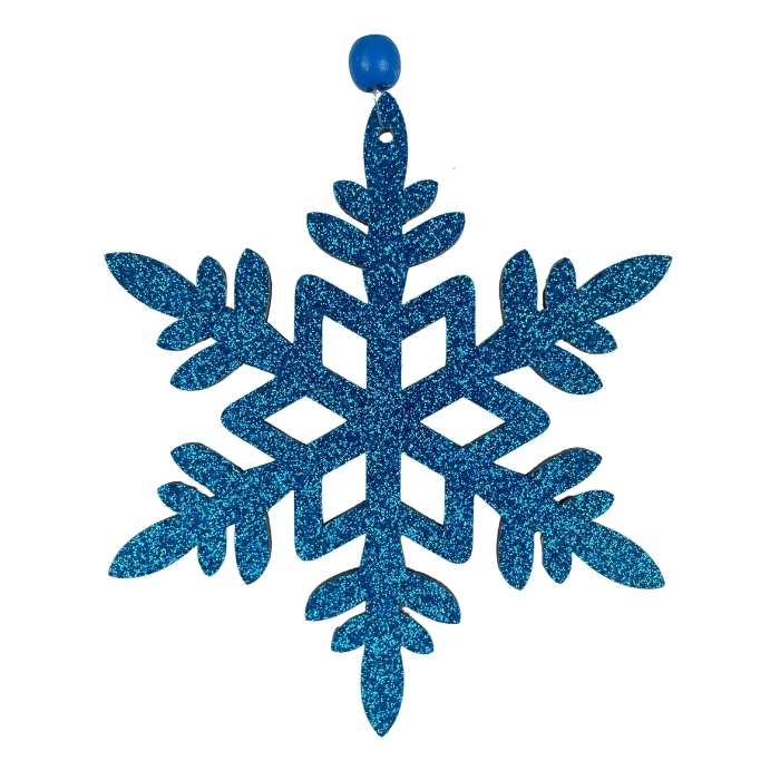 Houten hanger sneeuwvlok - 2 soorten - ca. 12 cm - lichtblauw en blauw