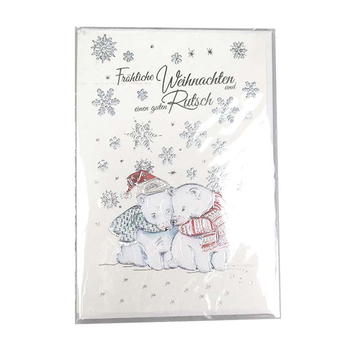 Christmas card - 11,50x17,50 cm - 2 white bears