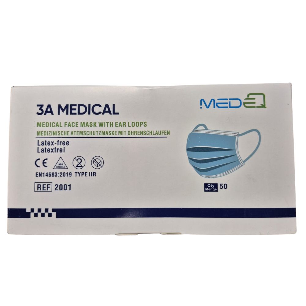 MedeQ - Medical face mask with ear loops, pack of 50