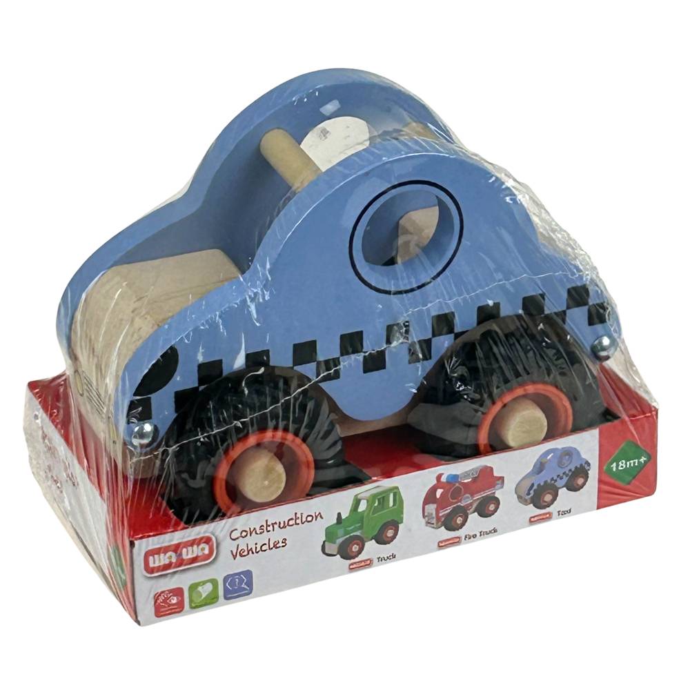 Wawa - Houten Taxi - Blauw - 12x7x9cm