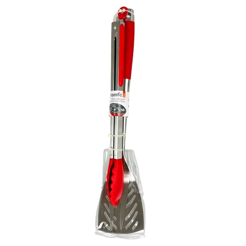 Majestic - Grillbesteck - 3-teiliges Set - schwarz & rot