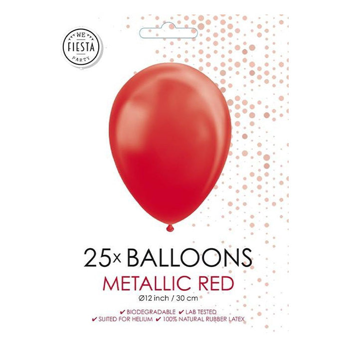 Fiësta - Ballonnen - 25st - metallic rood - Ø30cm