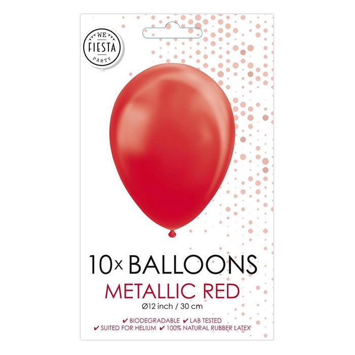 Fiësta - Ballonnen - 10st - metallic rood - Ø 30cm