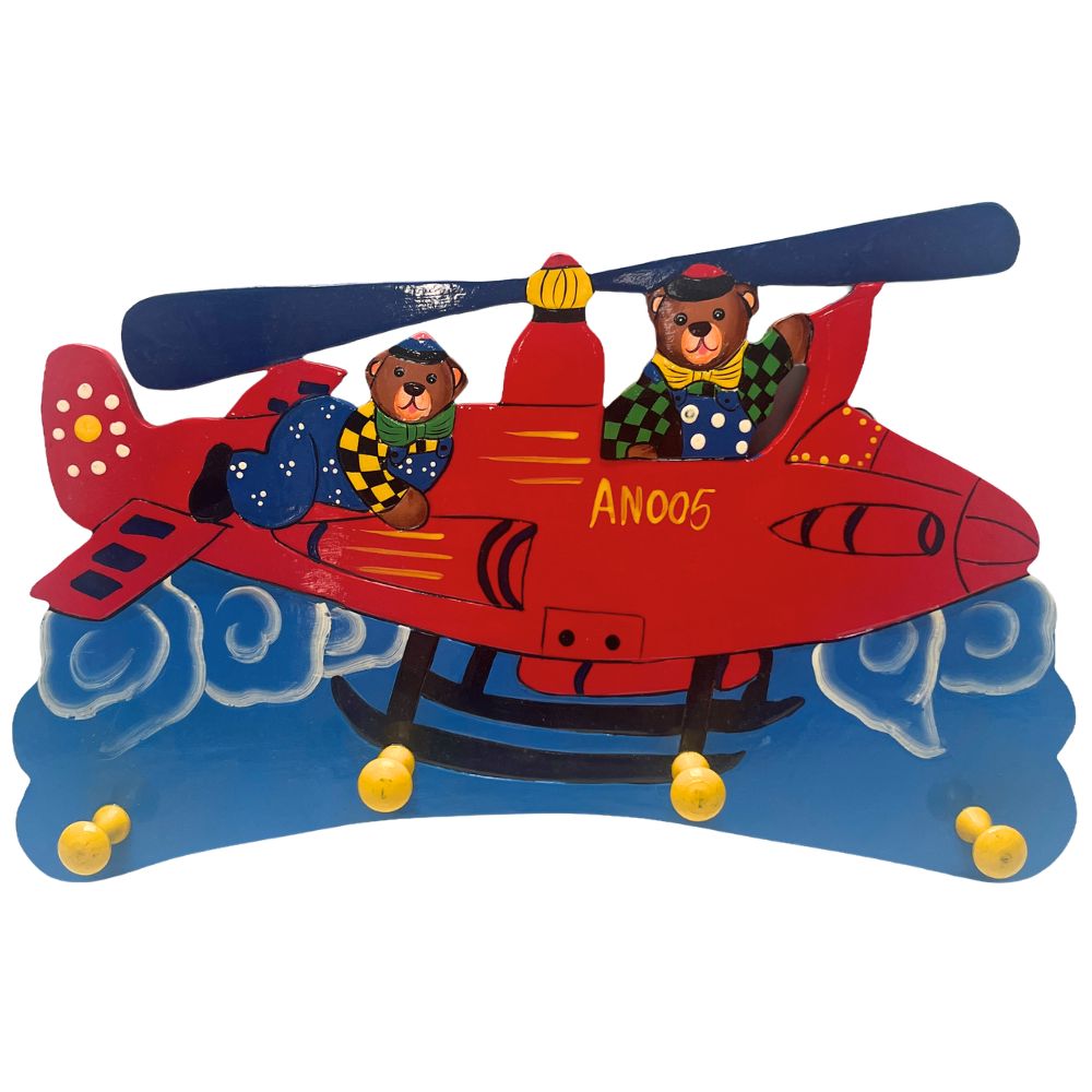 Playwood - Kinder-Garderobe „Bear Heli“ (4 Haken) - 39 cm