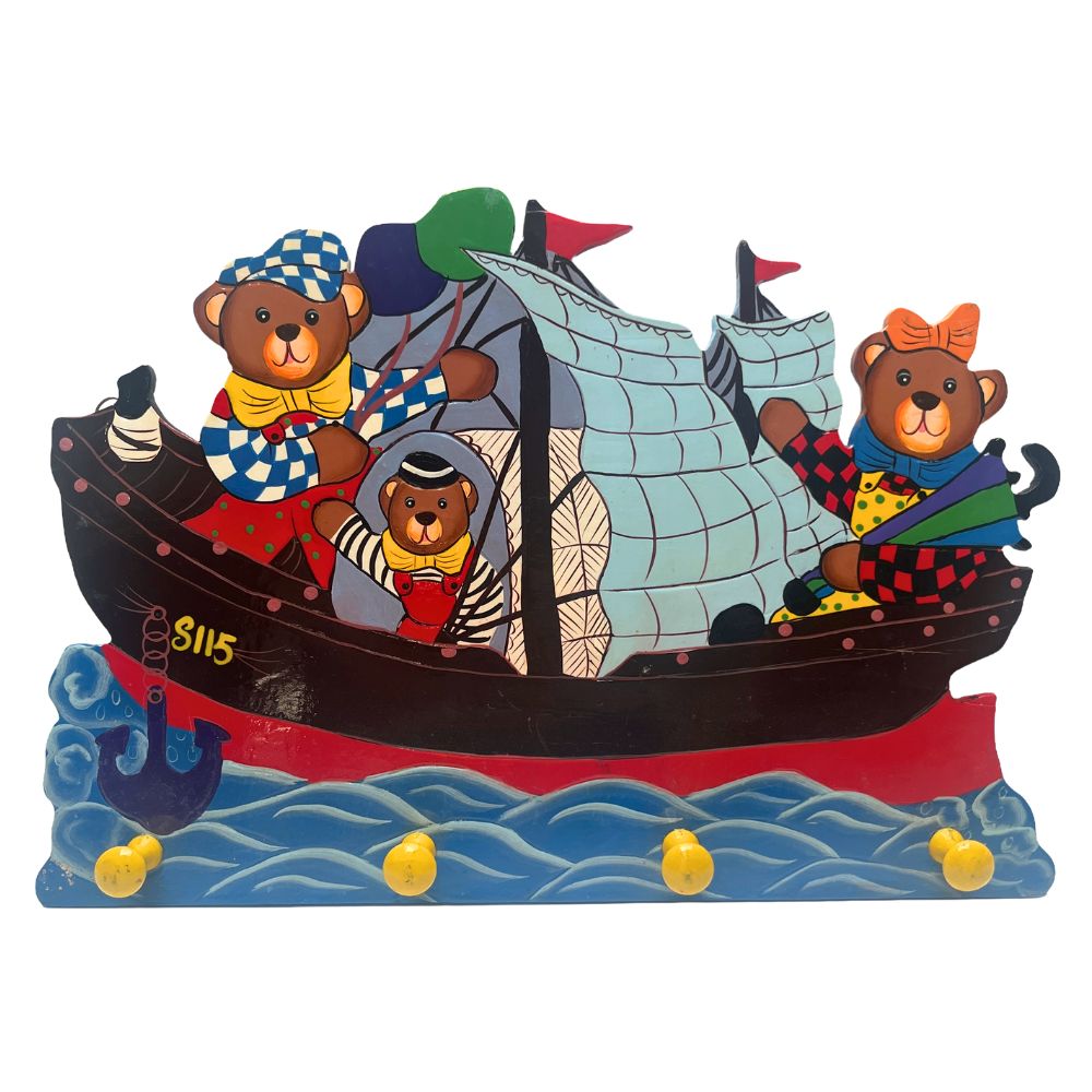 Playwood - Bear Ship children’s coat rack (4 hooks) - 39 cm