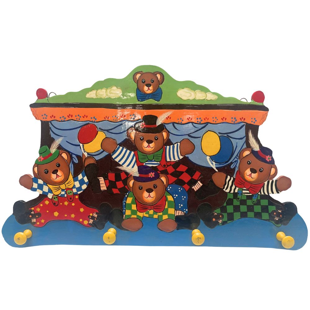 Playwood - Kinderkapstok Bear Circus met 4 haken - 47 cm