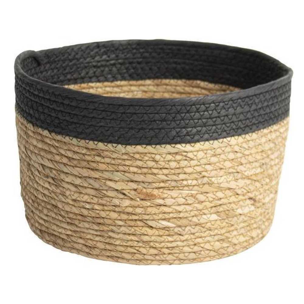 Gusta - Jute storage basket - Ø 30 x 18cm - black/natural