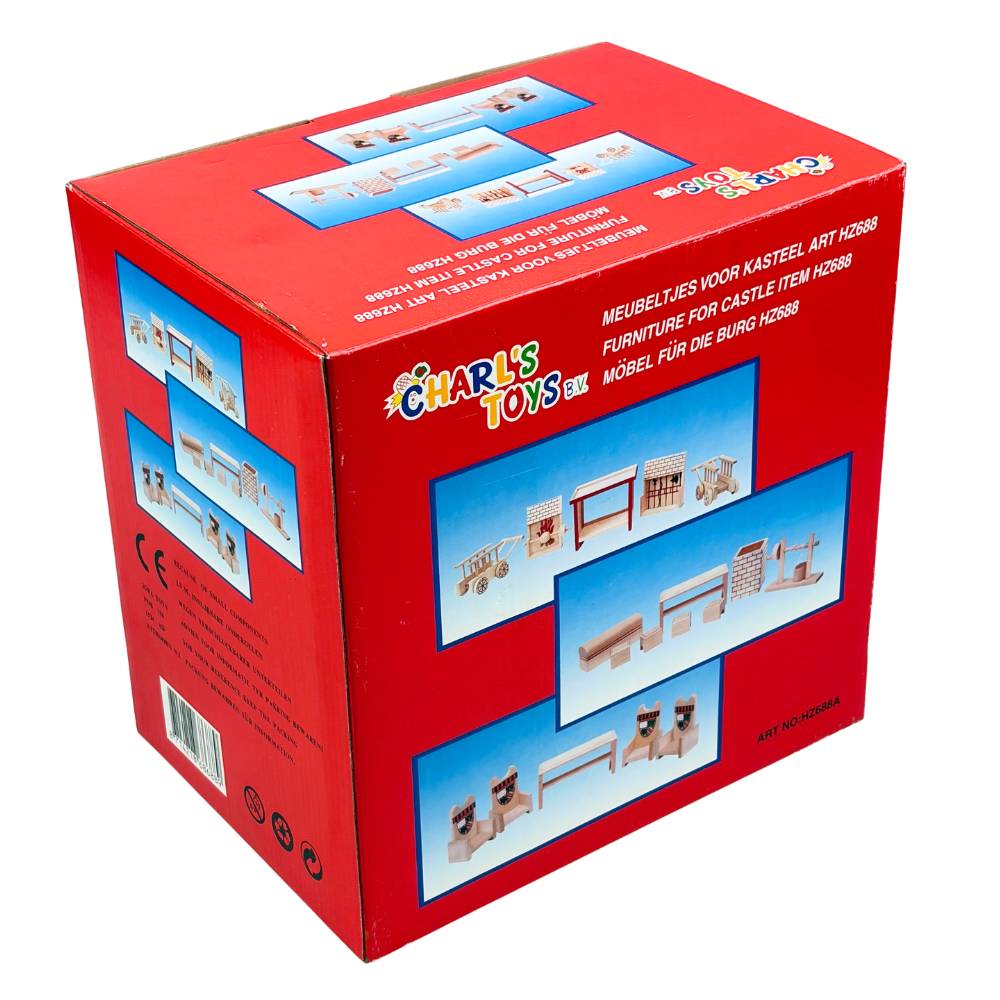 Charl's Toys - 18-delige houten mini meubelset 'Castle' - 18-delig