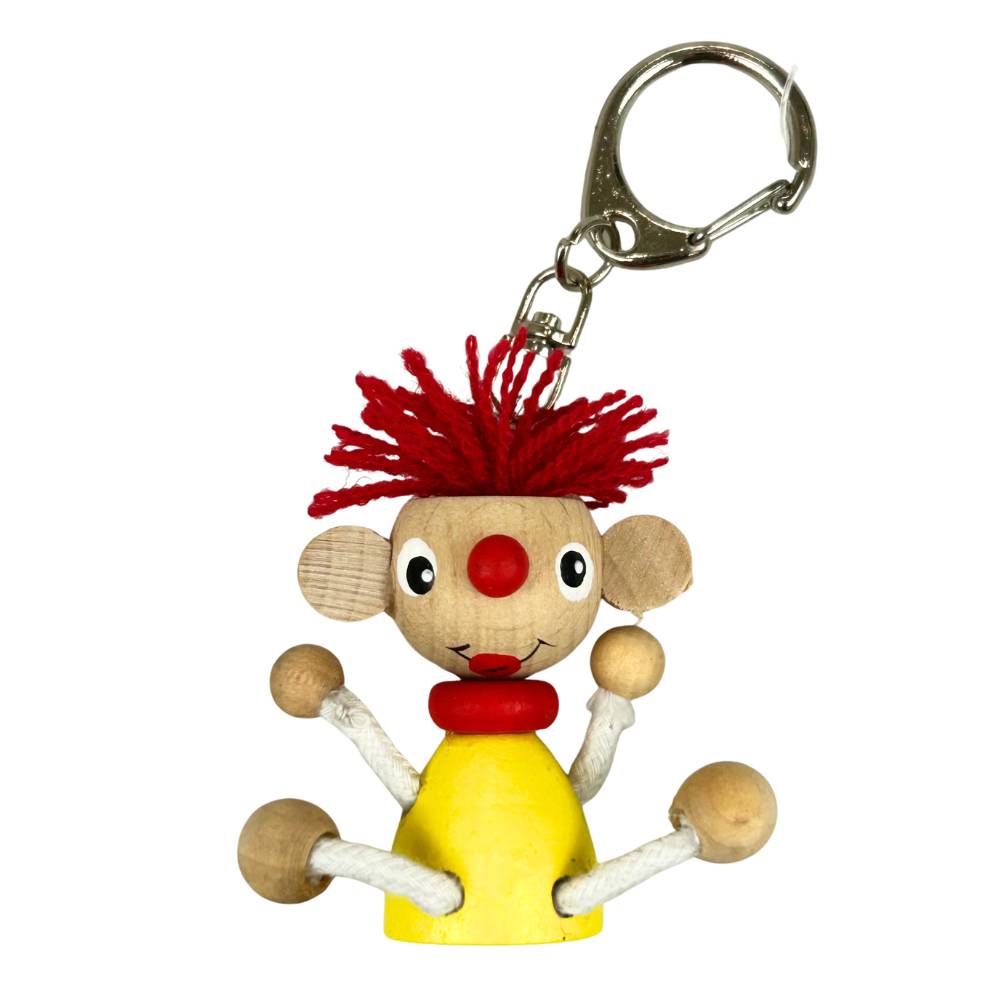 Playwood - Houten clown aan sleutelhanger - 10 x 4 cm