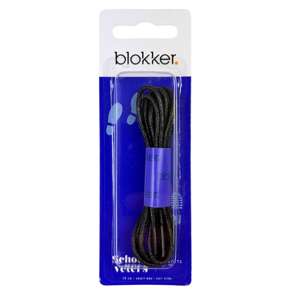 Blokker - Gewaxte schoenveters - zwart - 75cm
