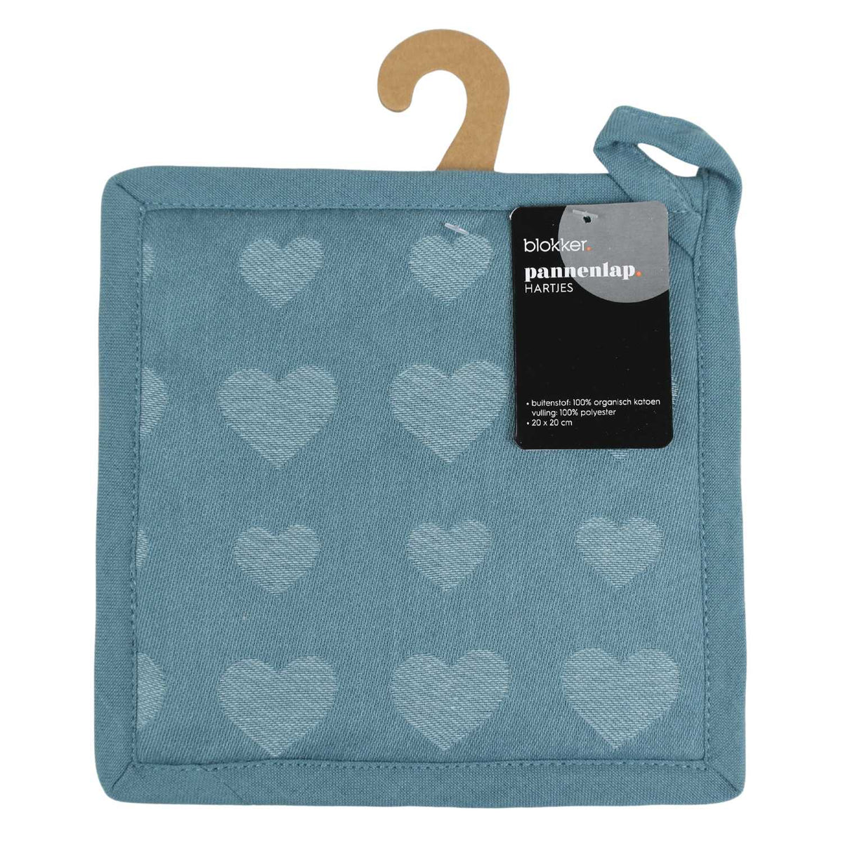 Blokker - Hearts Pot Holder – 20 x 20 x 1cm - Blue jadeite