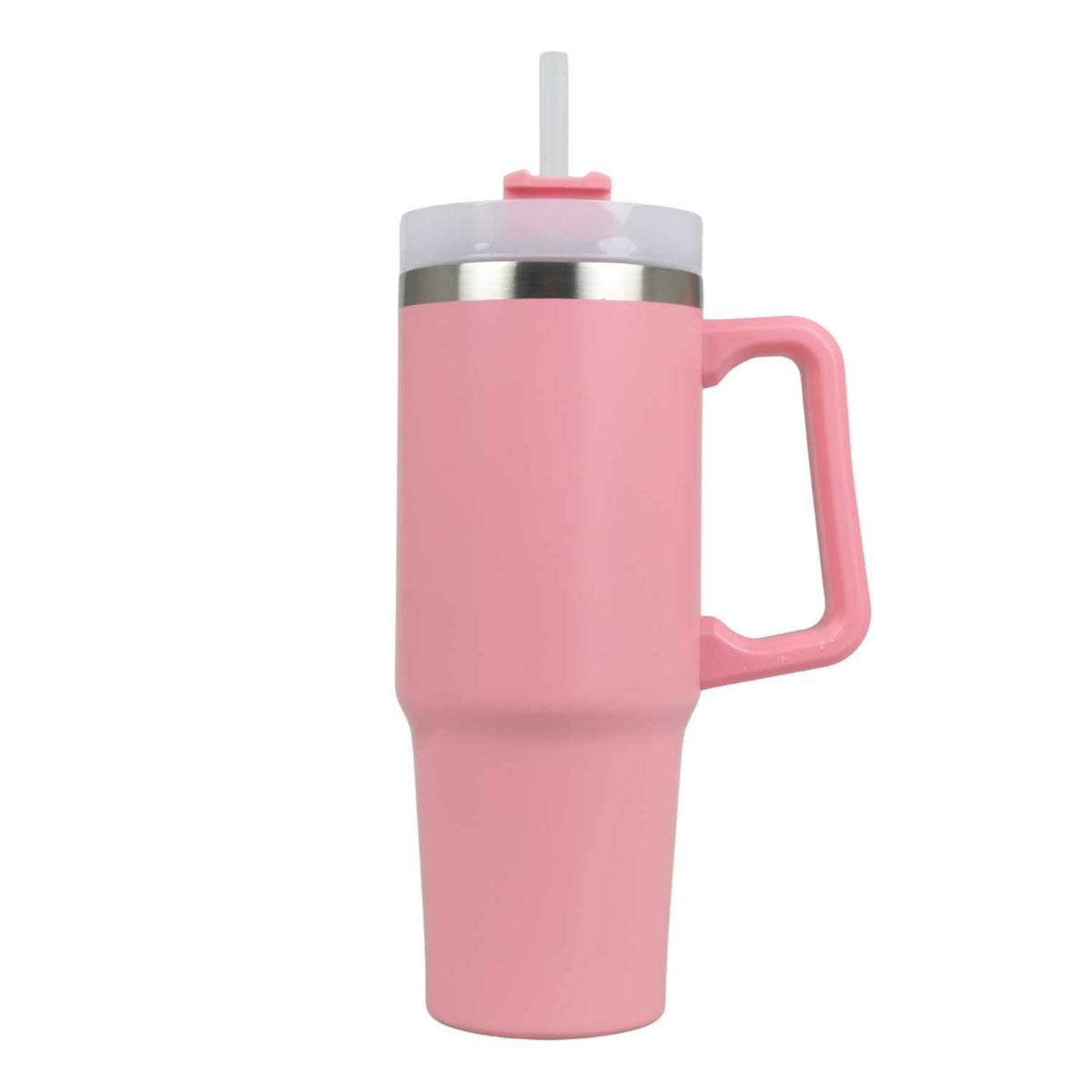 Blokker - Drinkbeker - 900ml - roze - RVS - Incl. Rietje