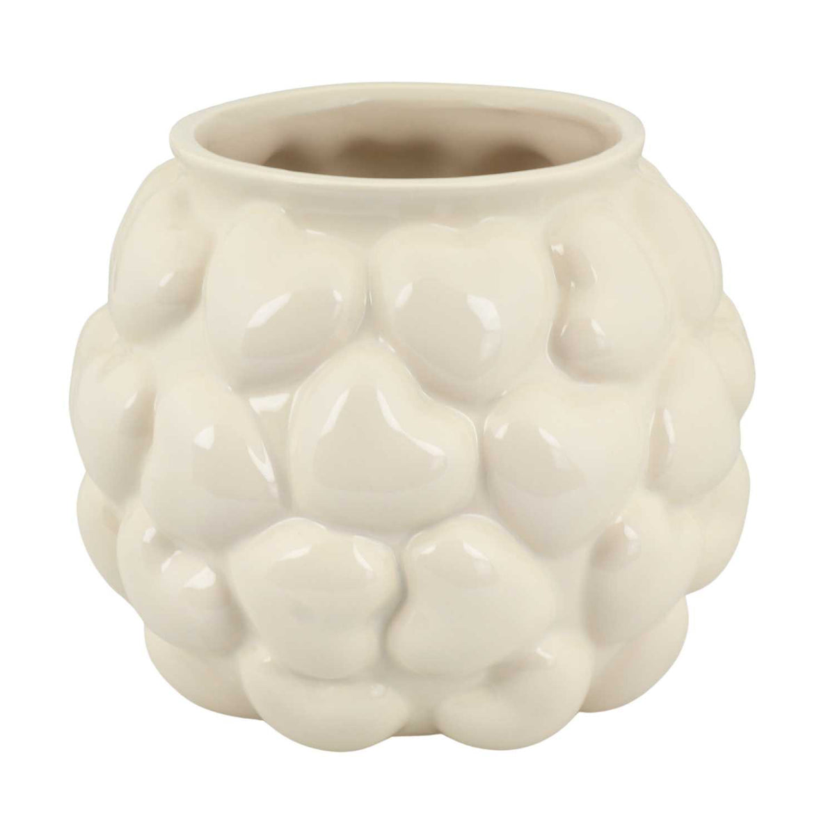 Blokker ‘Hearts’ flower pot - Ø 20,5 x 16,5cm - cream