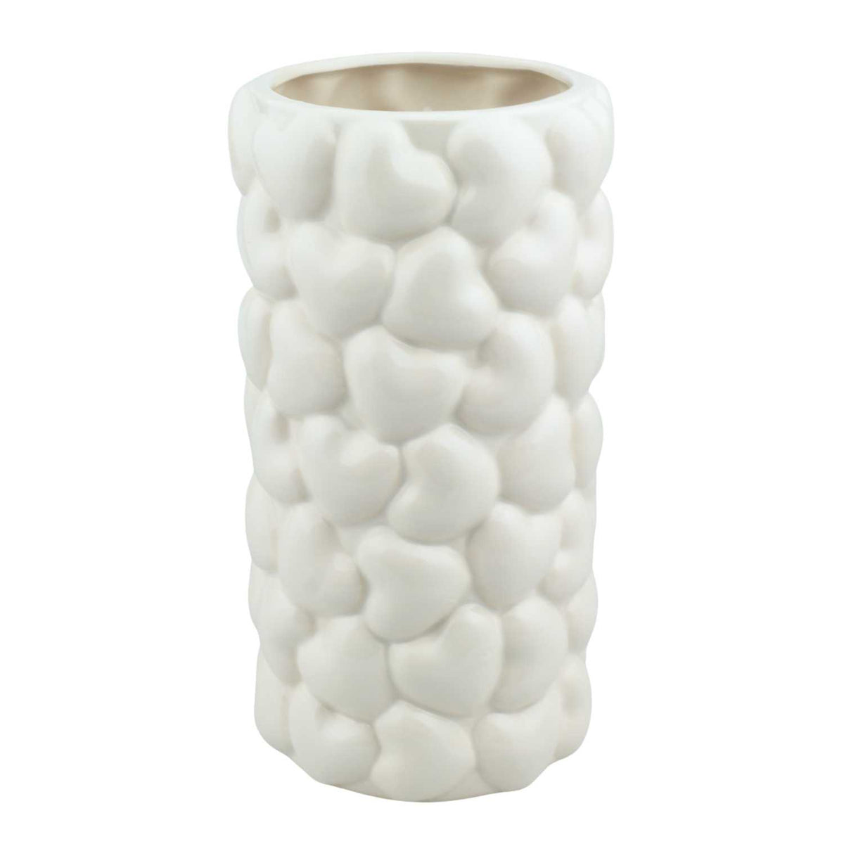 Blokker vaas Hartjes – Ø 15 x 27,5cm – creme