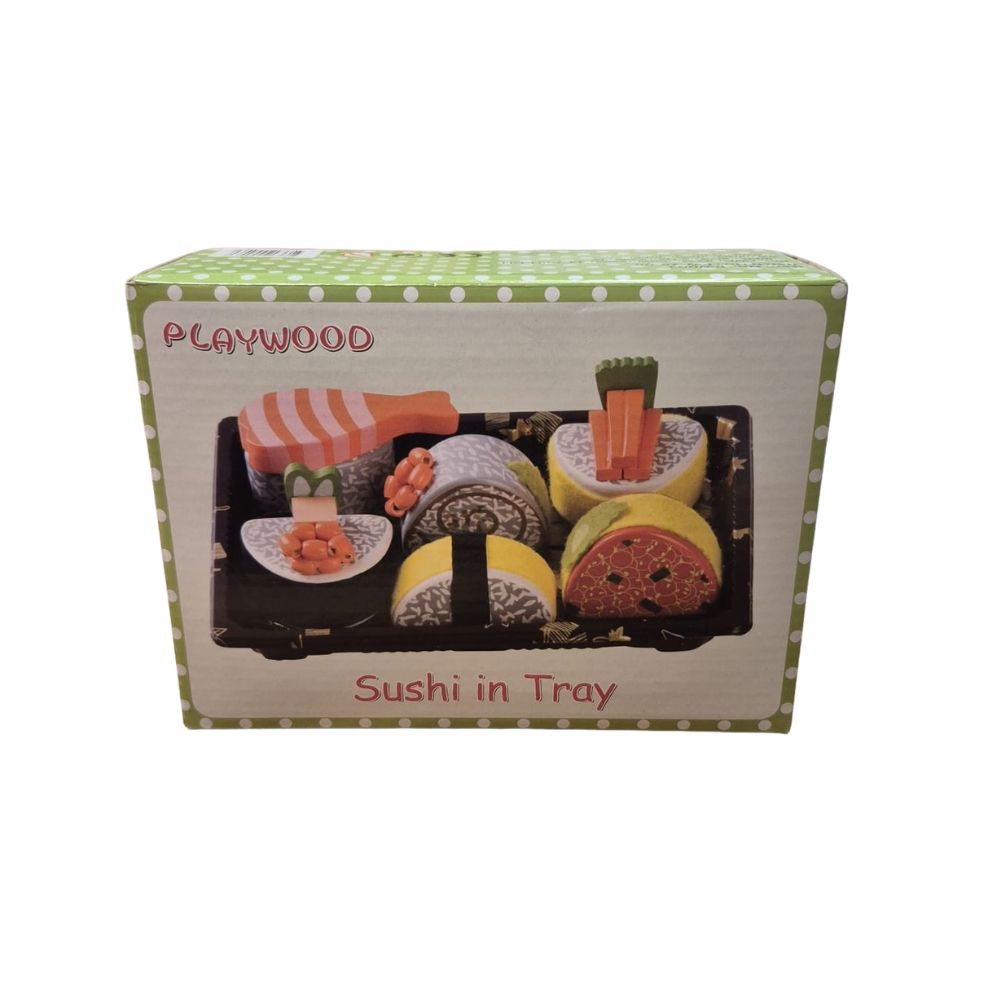 Speelhout - Sushi in plastic bakje - 18x13x4,6cm