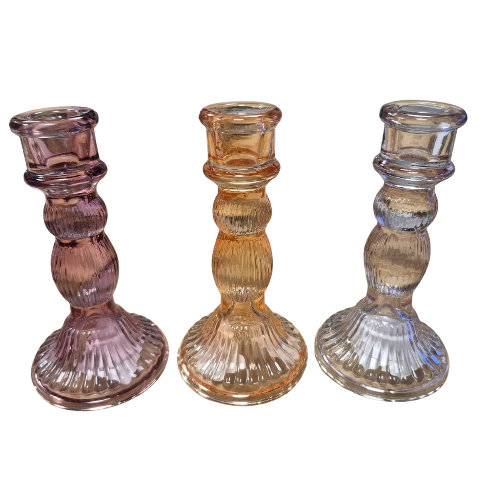 Dijk - Kandelaar - Glas - 3 assorti