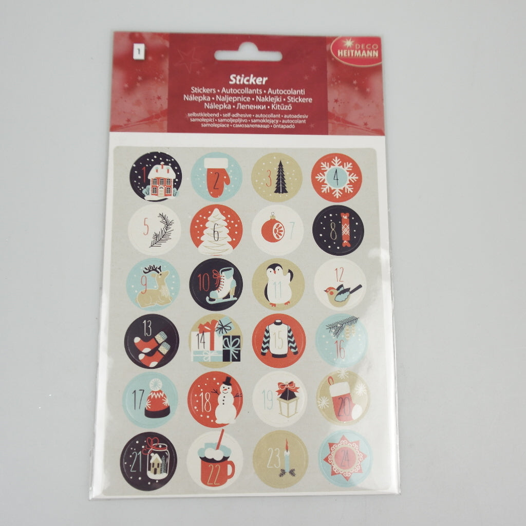 Round stickers for Advent calendars - approx. 13 x 17 cm - colourful