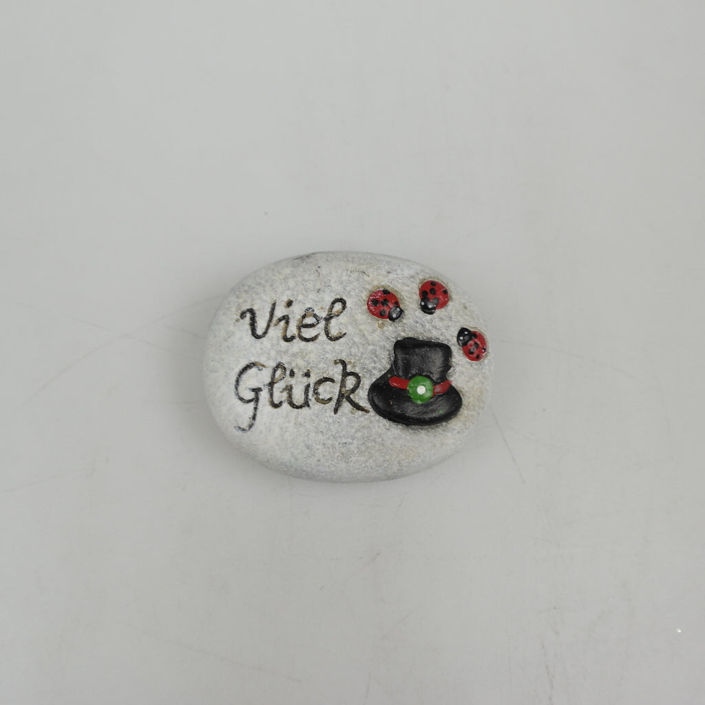 Ceramic decorative stone - Good luck - assorted, approx. 6.5 cm grey