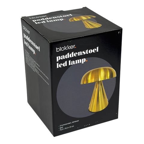Blokker - Paddenstoel LED lamp - Oplaadbaar - Goud