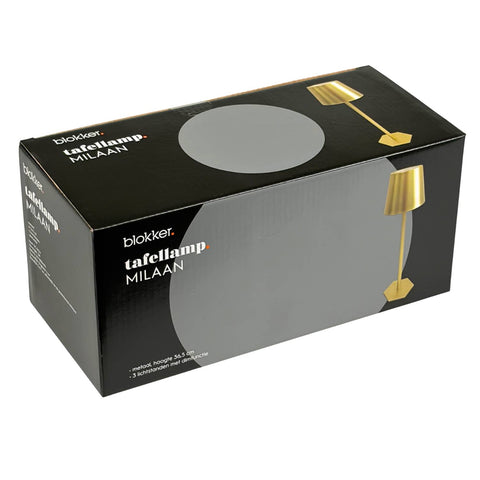 Blokker tafellamp Milaan - 36,5cm - 3 lichtstanden met dimfunctie - goud