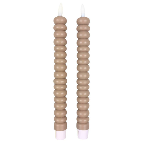 Blokker Twisted LED dinner candle – 2 pieces – beige