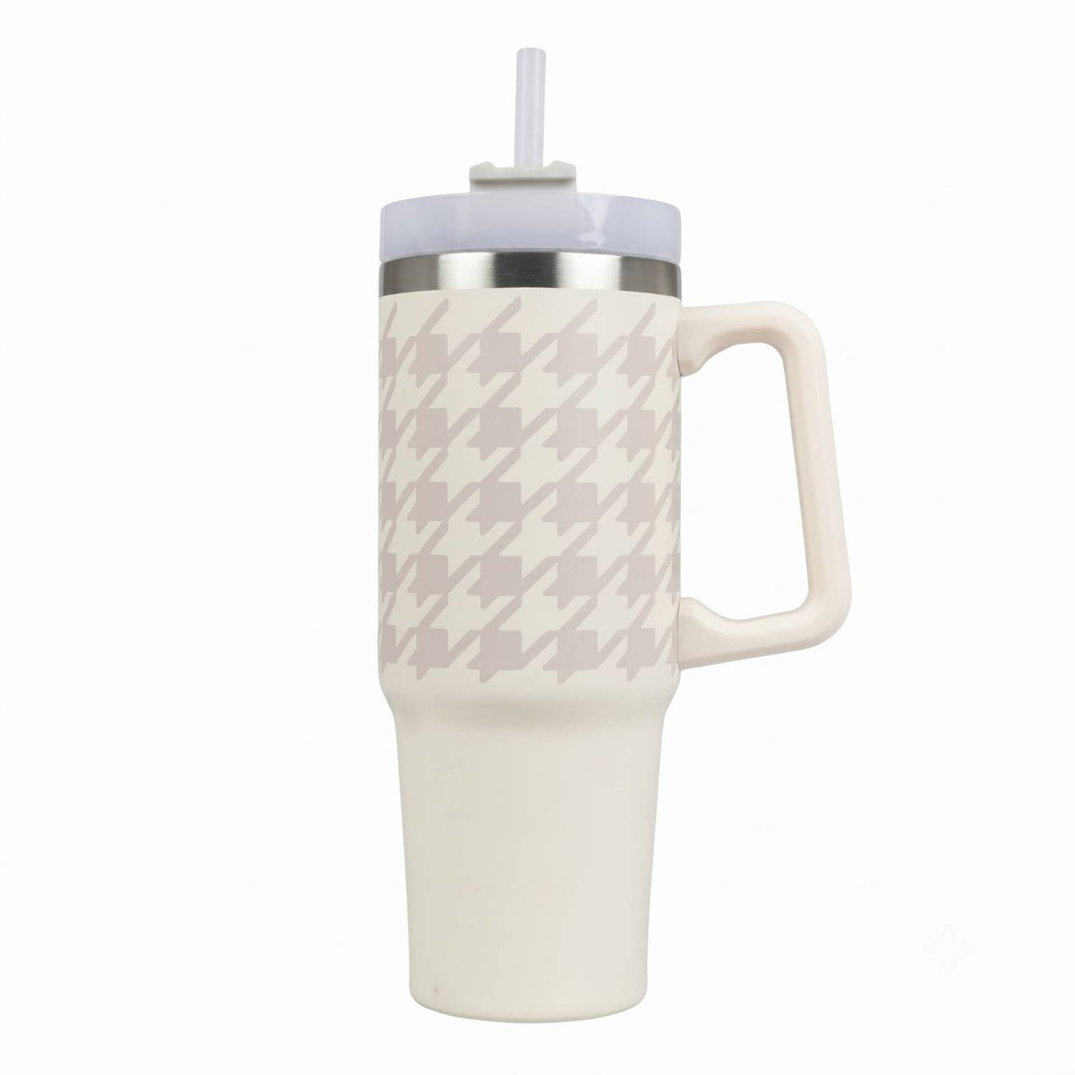 Blokker – Drinking cup – 900ml – Off-white with print – Stainless steel – Includes straw