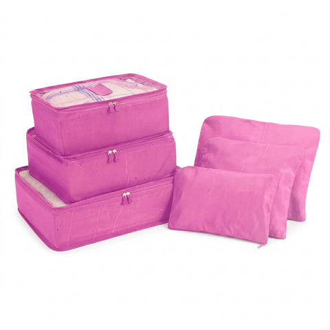 Blokker koffer organizer - set van 6 - roze
