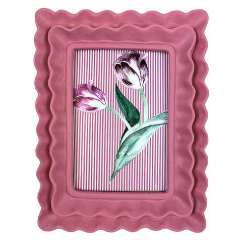 Blokker - Fotolijst Wave - 21 x 16,5 x 2,3cm - polyresin - fuchsia