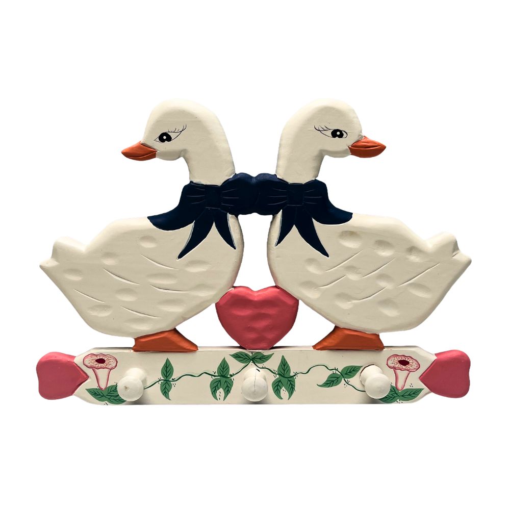 Playwood Wooden Children’s Coat Rack – Goose & Heart (3 hooks)