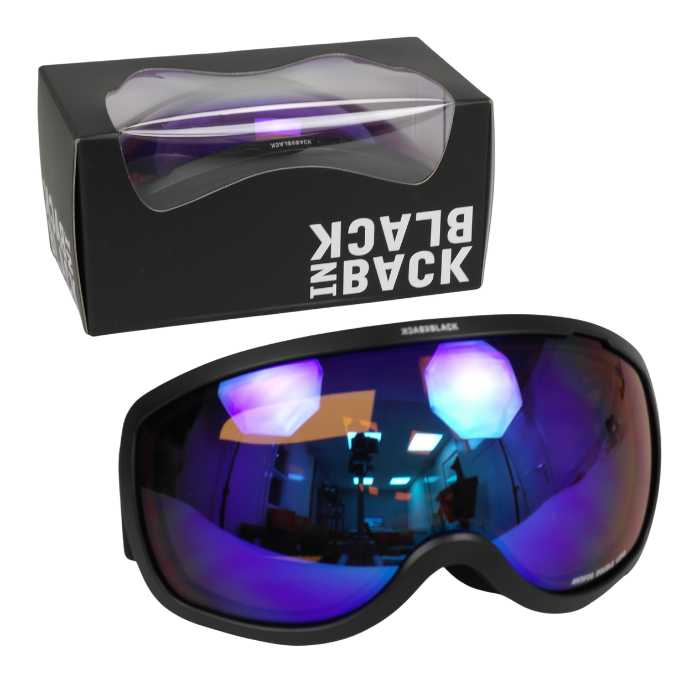 BiB - ski goggles - black with black headband – light blue - Panorama