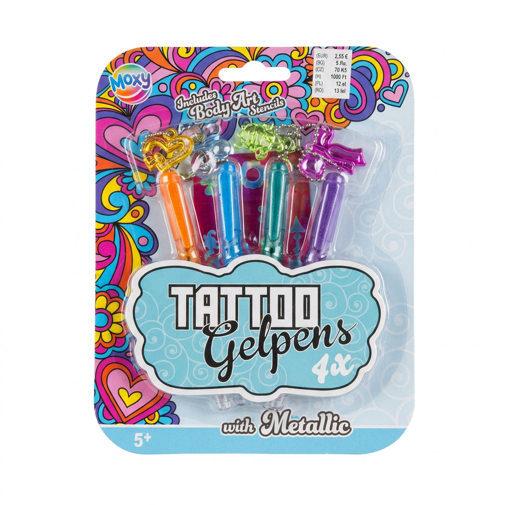 Moxy - Tattoo-Gelstift mit Metallic-Effekt, 4 Stück in verschiedenen Farben