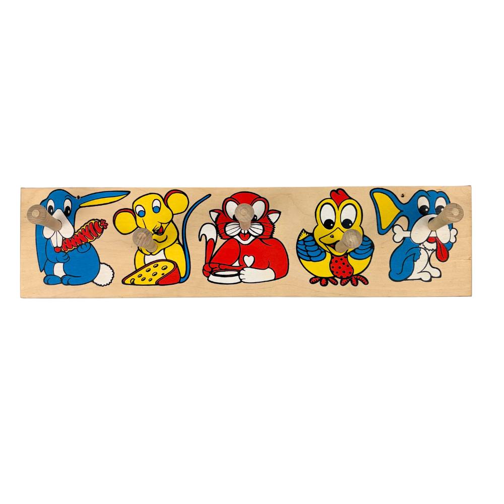 Houten Kinderkapstok met Dieren - 50,5 x 12,5 x 1,1cm