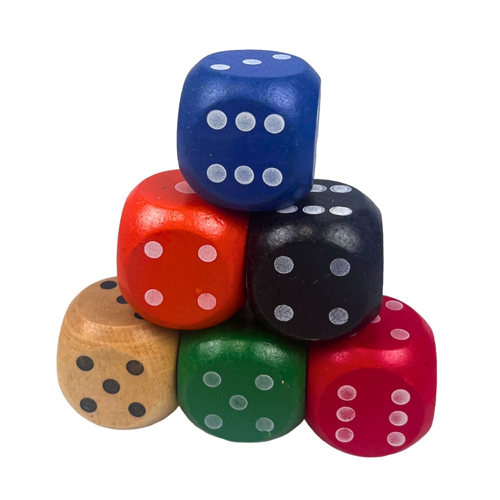 Playwood Large Wooden Dice – 6 pieces – 5 x 5 cm