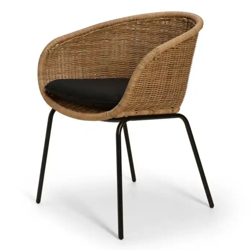 Casa - 'Mandes' dining chair with seat cushion 80x64x58cm - natural/black