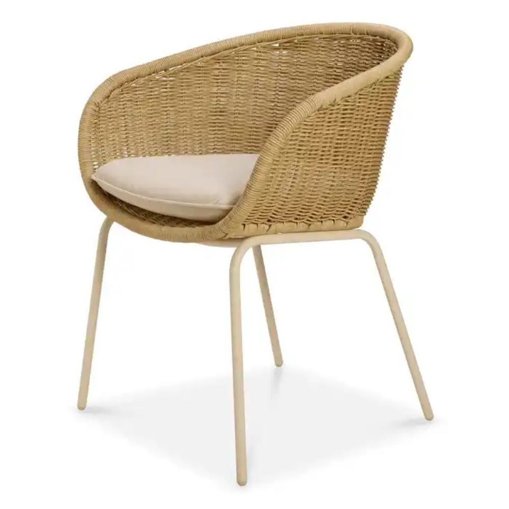 Casa - Eetkamerstoel 'Mandes'  met zitkussen 80x64x58cm - naturel/zand