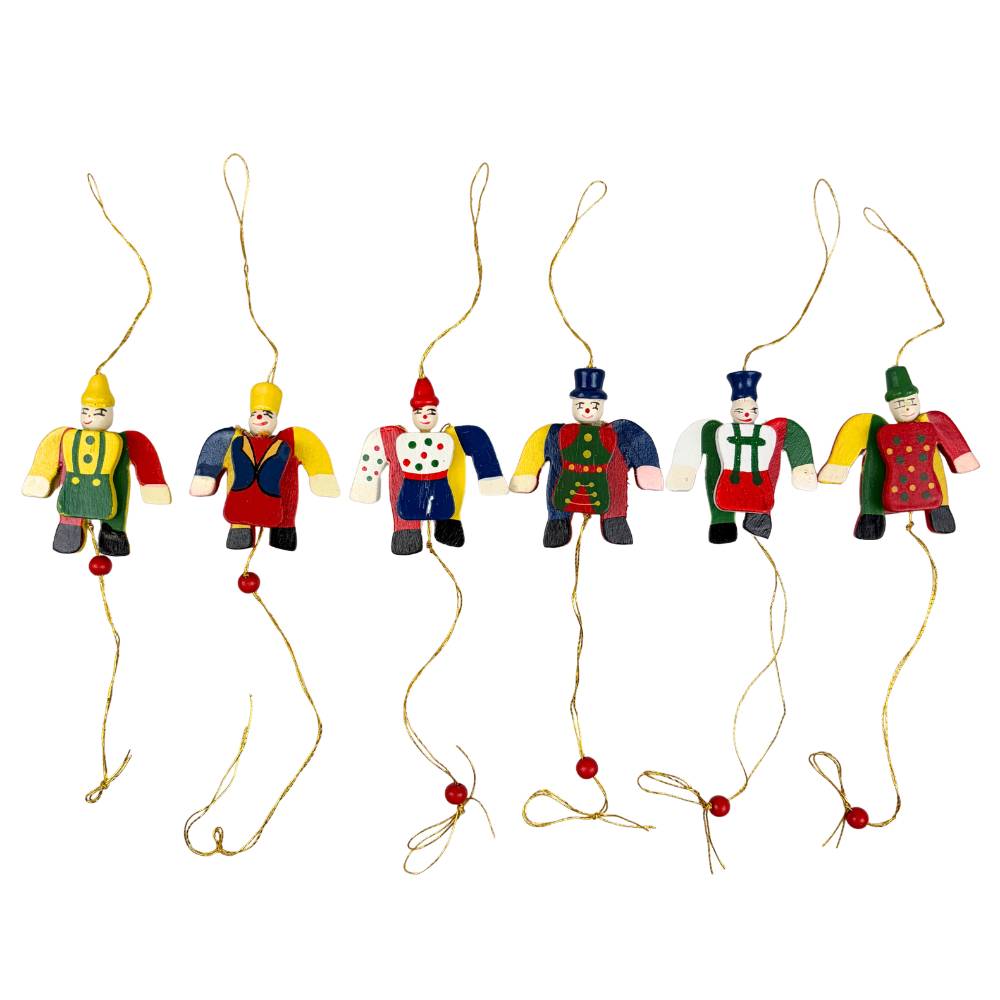 Charl's Toys - Holzanhänger „Clown“ - 5cm - 6 Stück, sortiert
