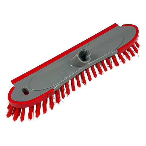 Buemag - Kunststof schrobbezem met (rubberen) schraaprand voor draaisteel - 28cm - assorti