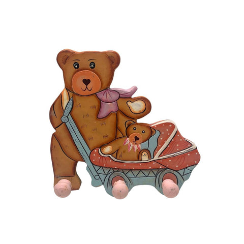 Playwood - Kinderkapstok Beer met baby (3 haken) - 19 cm