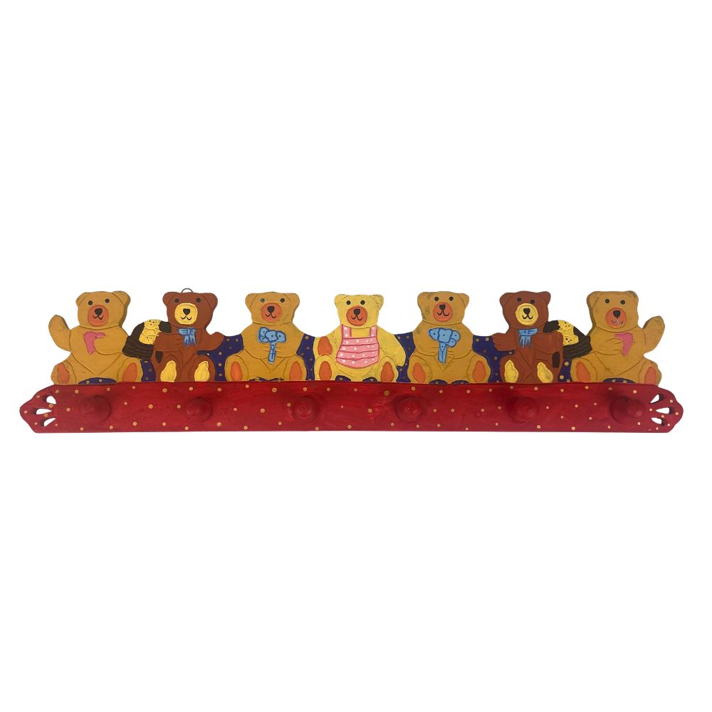 Playwood Kinder-Garderobe aus Holz – Bärenparade (6 Haken) – 50 cm