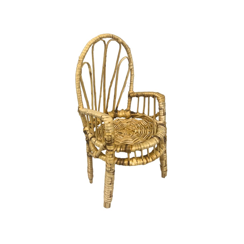 Rattan-Retro-Playdoll-Stuhl – 12 x 12 x 24 cm
